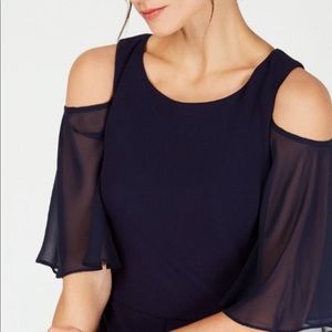 Navy blue cold shoulder jumpsuit